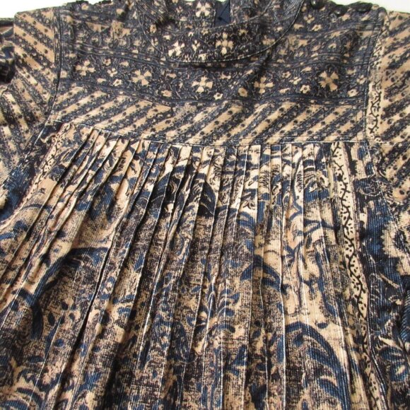 NWT Ulla Johnson Parker Pleated Printed Cotton-Corduroy Blouse in Twilight 2 - Picture 6 of 11